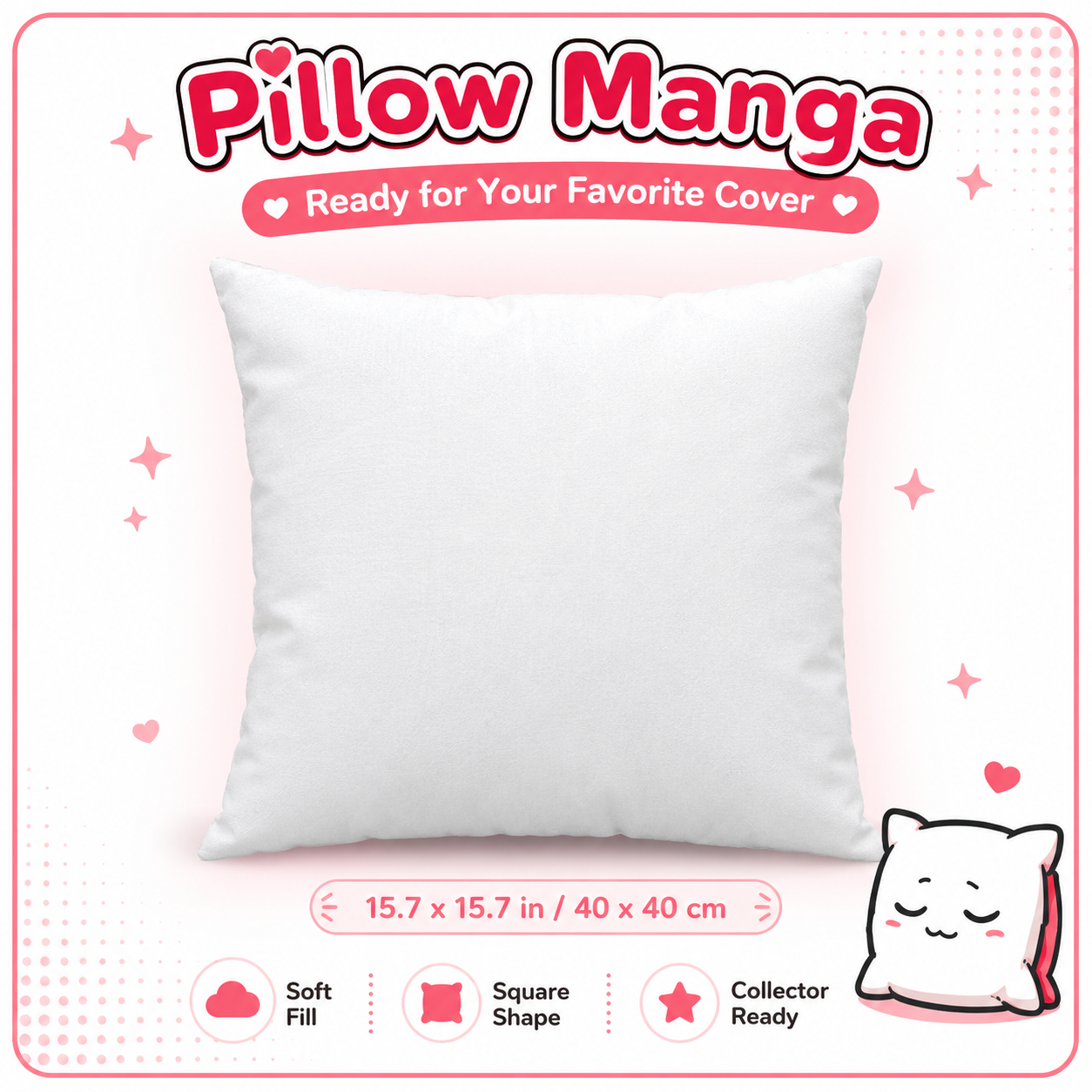New Comfortable Square Plain White Inner Pillow 15.7 x 15.7 IN