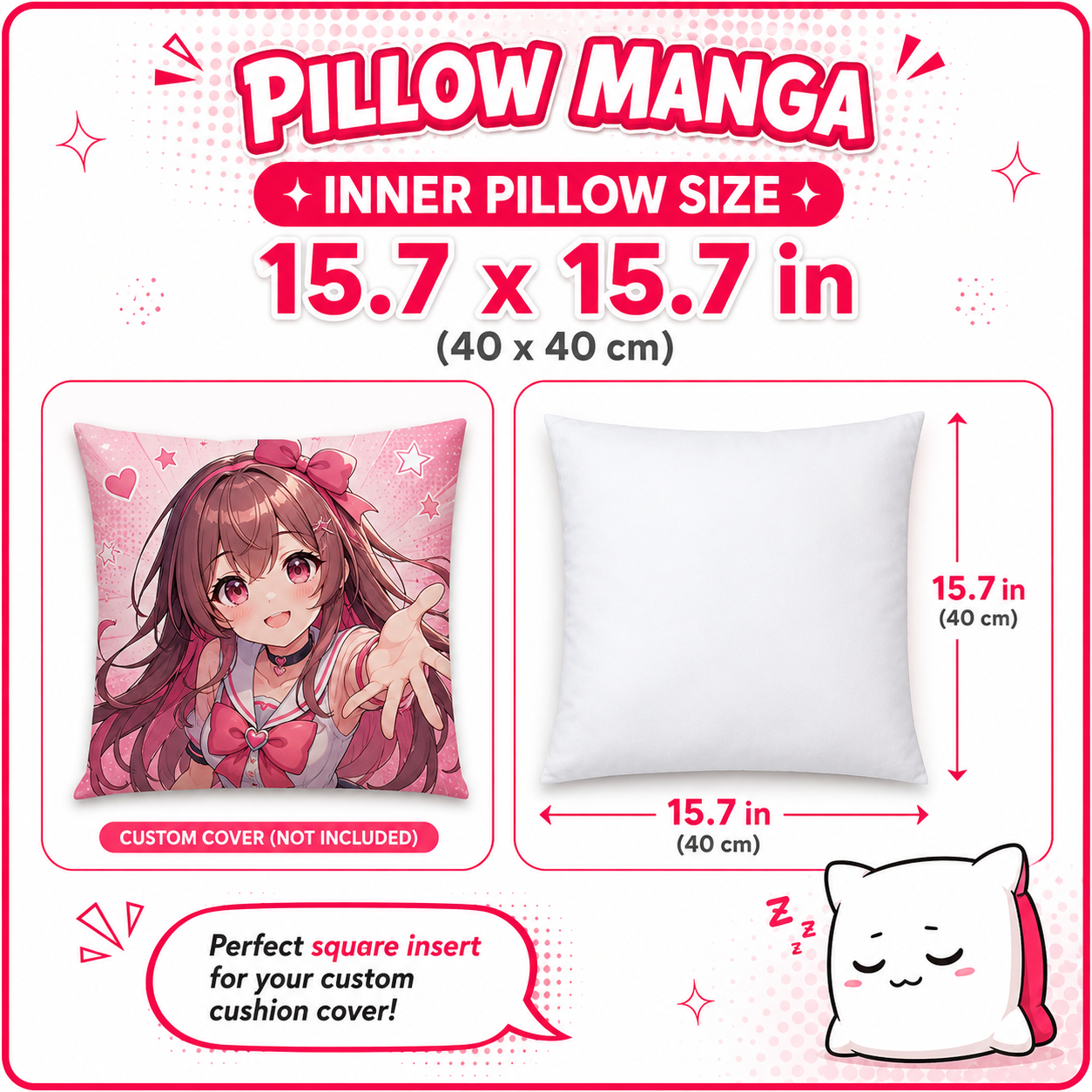 New Comfortable Square Plain White Inner Pillow 15.7 x 15.7 IN