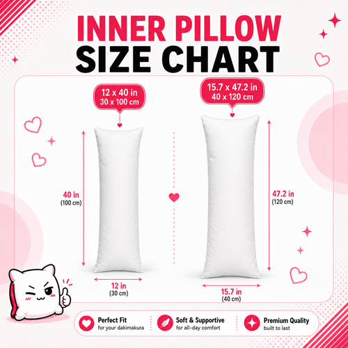 New Super Comfort Inner Pillow - 12 x 40 / 15.7 x 47.2 IN Japanese Body Pillow
