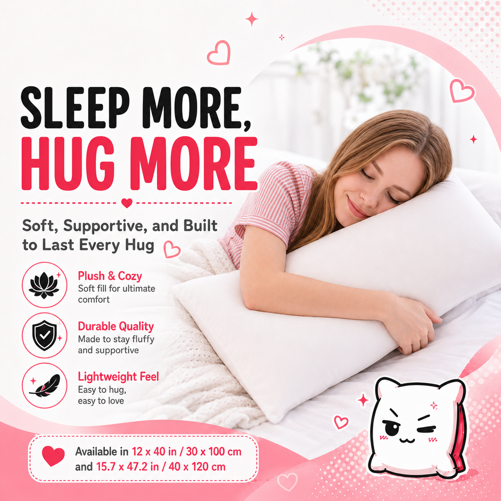 New Super Comfort Inner Pillow - 12 x 40 / 15.7 x 47.2 IN Japanese Body Pillow