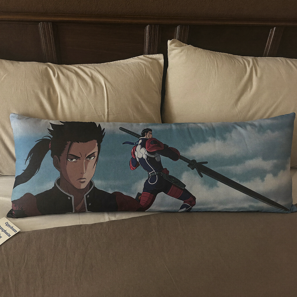 Ashen Vow body pillow on bed