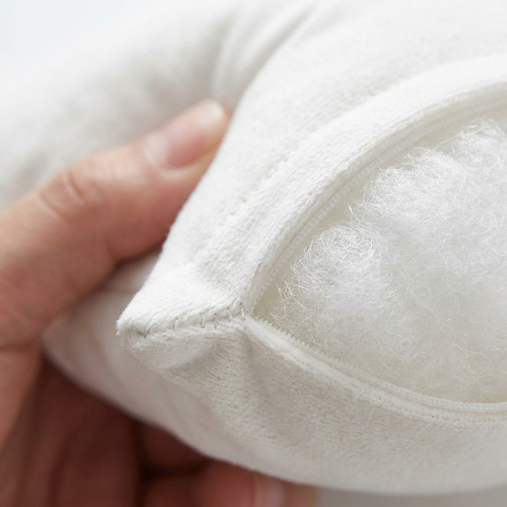 Close-up of the Cloud-Core's dense PP cotton fill and stitching