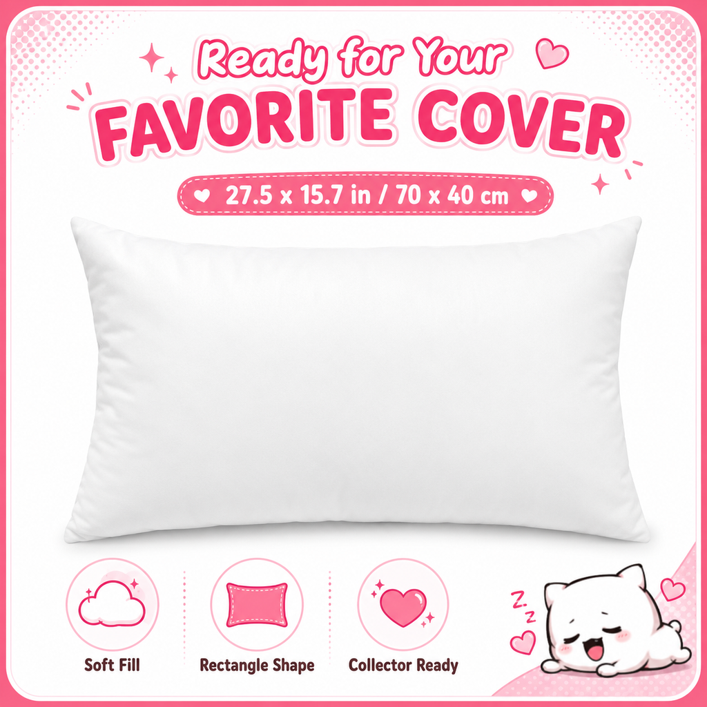 Fluffy Huggable Plain White Dakimakura Inner Pillow 15.7 x 27.5 IN